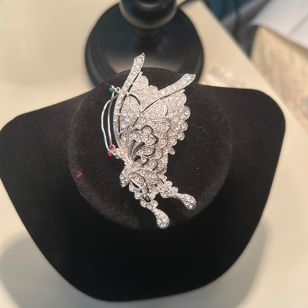 Jewel encrusted Butterfly Brooch and a little butterfly pin for company